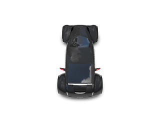 Image showing isolated black super car top view