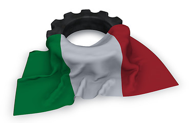 Image showing gear wheel and flag of italy - 3d rendering