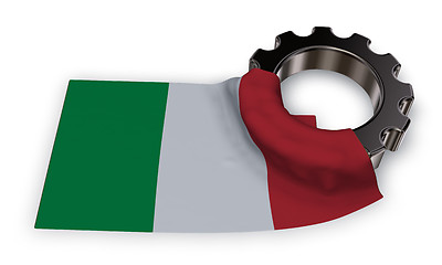Image showing gear wheel and flag of italy - 3d rendering