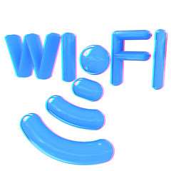 Image showing WiFi symbol. 3d illustration. Anaglyph. View with red/cyan glass