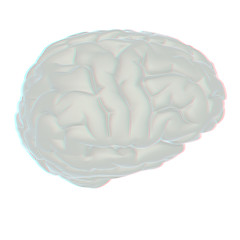 Image showing 3D illustration of human brain. Anaglyph. View with red/cyan gla