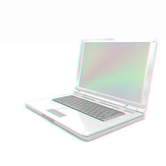 Image showing Laptop computer. 3d render. Anaglyph. View with red/cyan glasses