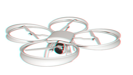 Image showing Drone, quadrocopter, with photo camera flying. 3d render. Anagly