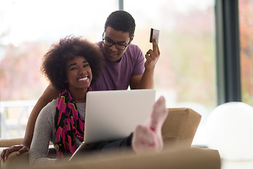 Image showing african american couple shopping online