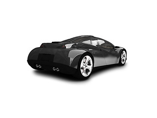 Image showing isolated black super car back view 01