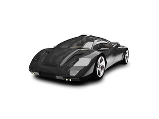 Image showing isolated black super car front view 01