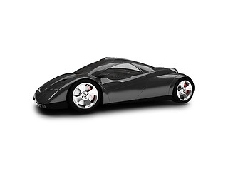 Image showing isolated black super car front view 02