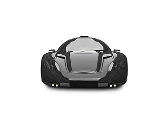 Image showing isolated black super car front view 03