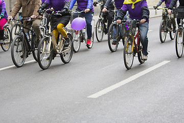 Image showing Group of cyclist during the street race