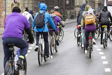 Image showing Group of cyclist during the street race