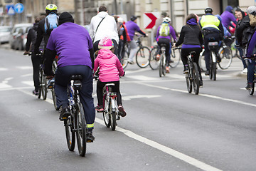 Image showing Group of cyclist during the street race