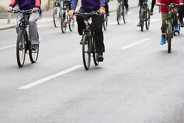 Image showing Group of cyclist during the street race