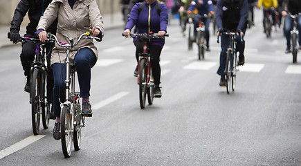 Image showing Group of cyclist during the street race