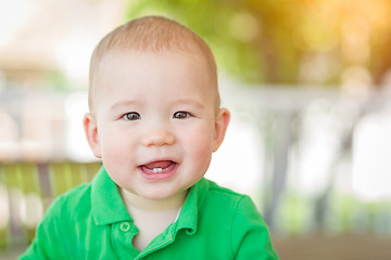 Image showing Portrait of A Happy Mixed Race Chinese and Caucasian Baby Boy