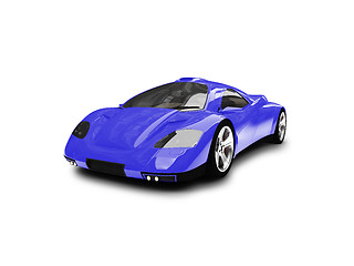 Image showing isolated blue super car front view