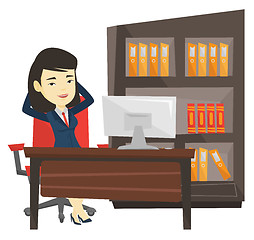 Image showing Satisfied business woman relaxing in office.