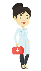 Image showing Doctor holding first aid box vector illustration.