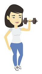 Image showing Woman lifting dumbbell vector illustration.