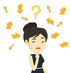 Image showing Young business woman thinking vector illustration.