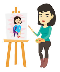 Image showing Creative female artist painting portrait.