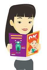 Image showing Woman reading magazine vector illustration.