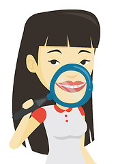 Image showing Woman brushing her teeth vector illustration.