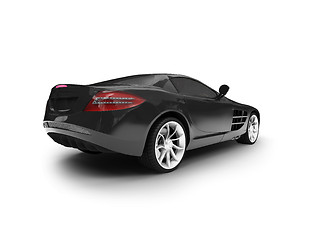 Image showing isolated black super car back view