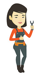 Image showing Repairman holding spanner vector illustration.