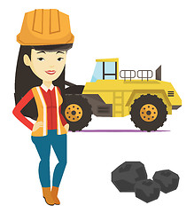 Image showing Miner with a big excavator on background.