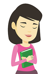 Image showing Student hugging her book vector illustration.