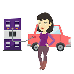 Image showing Charging of electric car vector illustration.