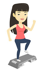 Image showing Woman exercising on stepper vector illustration.