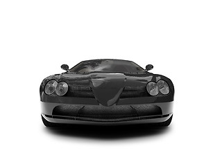 Image showing isolated black super car front view 02