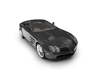 Image showing isolated black super car front view 03