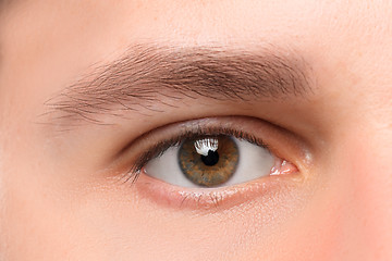 Image showing Beautiful brown man eye close up