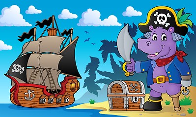 Image showing Pirate hippo theme 2