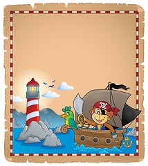 Image showing Parchment with pirate monkey on boat