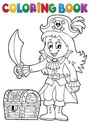 Image showing Coloring book pirate girl theme 1