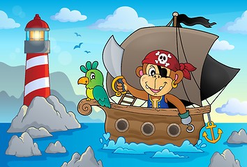 Image showing Boat with pirate monkey theme 2