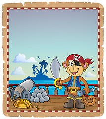 Image showing Parchment with pirate monkey on ship