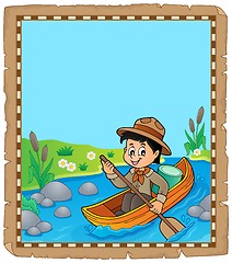Image showing Parchment with water scout boy