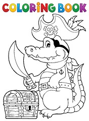 Image showing Coloring book pirate crocodile