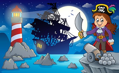 Image showing Night pirate scenery 1