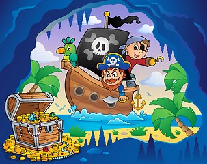 Image showing Pirate boat theme 4