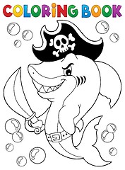 Image showing Coloring book pirate shark topic 1