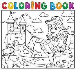 Image showing Coloring book scout girl theme 3