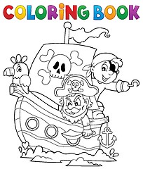 Image showing Coloring book pirate boat theme 1