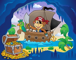 Image showing Boat with pirate monkey theme 4