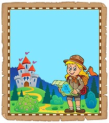 Image showing Parchment with scout girl theme 4