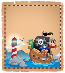 Image showing Parchment with pirate boat theme 1